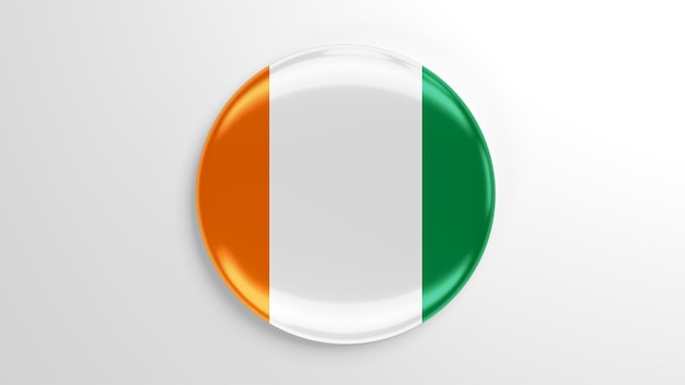 Round Pin Ivory Coast Flag 3D illustration