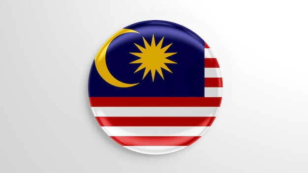 Round Pin Malaysia Flag 3D illustration