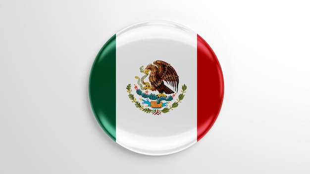 Round Pin Mexico Flag 3D illustration