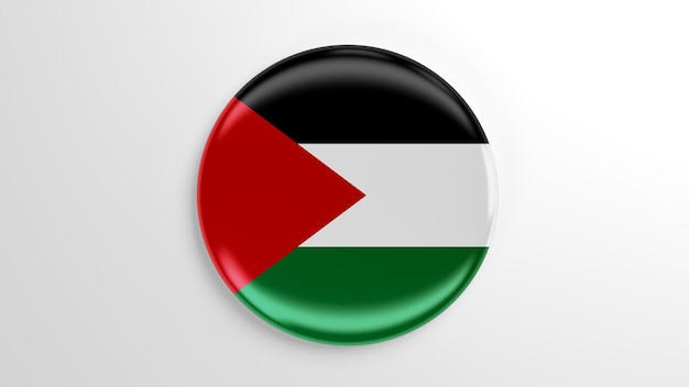 Round Pin Palestine Flag 3D illustration