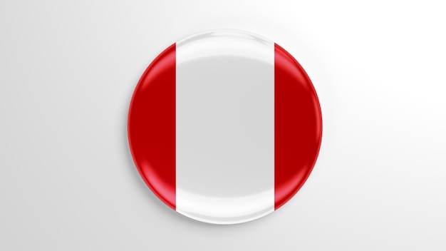 Round Pin Peru Flag 3D illustration