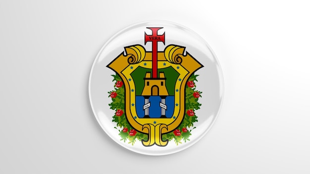 Round Pin Veracruz Flag 3D illustration