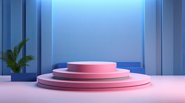 a round pink pedestal with a pink base and a pink base.