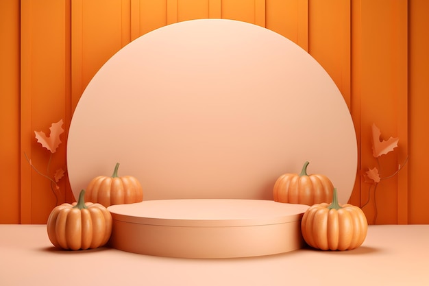 Round Plaster Podium 3D Halloween Presentatie voor Product Show Achtergrond Marketing Generatieve AI