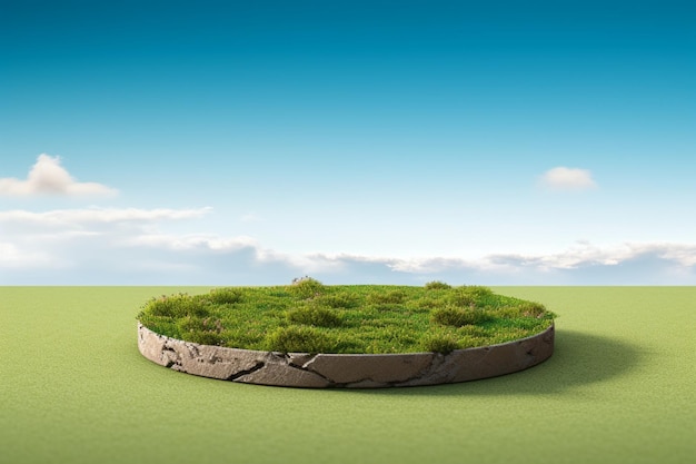 Round podium in 3d showcasing a rendered circle on meadow