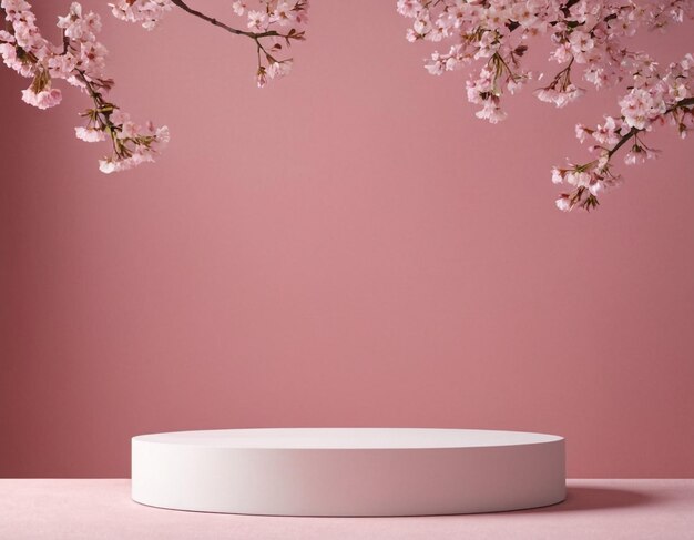 Round podium wit in pink color Mockup to promote eco or organic product cosmetics