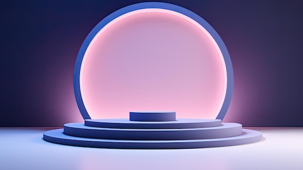 a round podium with a round mirror on the top.