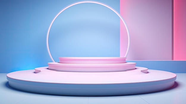 a round podium with a round table and a round circle on it.