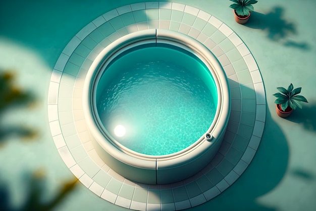 Летняя концепция круглого бассейна, созданная искусственным интеллектом