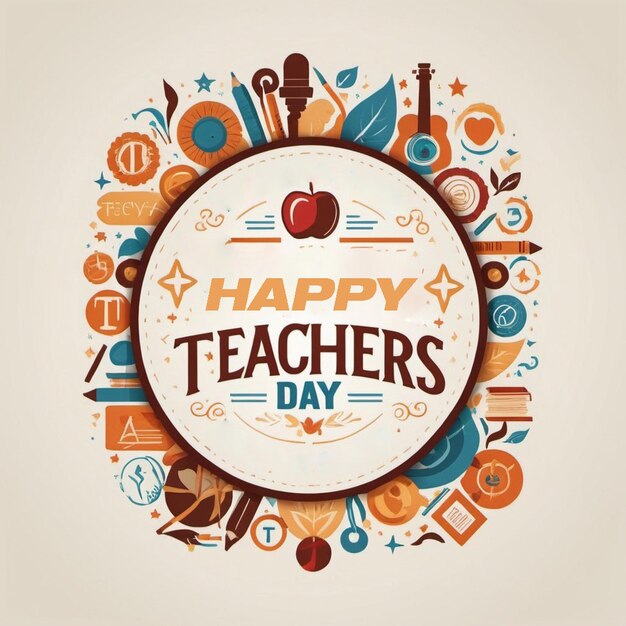 a round poster with a circle of teachers day written on it