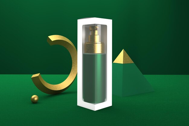 Round Pump Bottle With a Box Front Side With Gold Bars