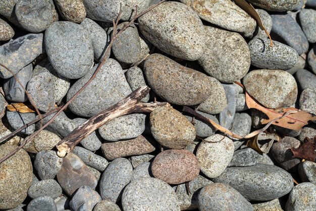 Round rocks and pebbles on the beach in australia