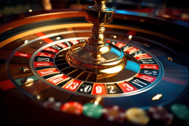 Round Roulette table casino closeup Generate Ai