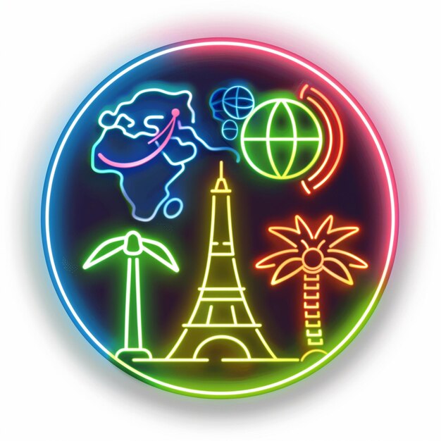 a round sign with the eiffel tower and the eiffel tower