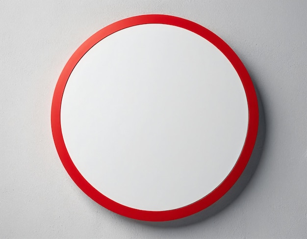 Round signboard on a wall mockup circle frame empty sign plate minimal design