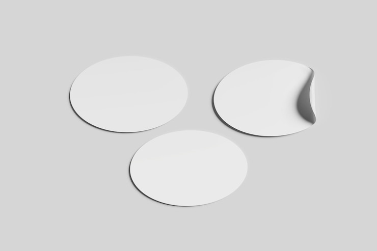 Photo round stickers mockup