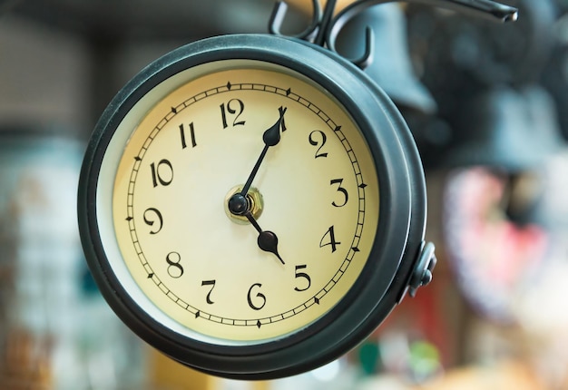 Round street beautiful clock close up