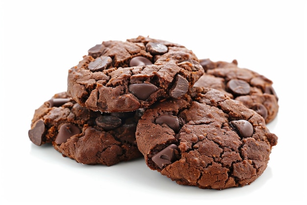 Круглые сладкие шоколадные печенье на белом фоне