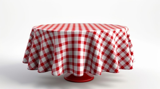 A round table covered with a red and white table Generative AI