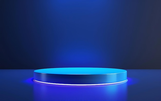 a round table with a blue light on it