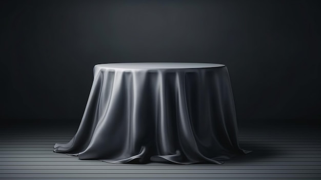 A round table with a cloth on it