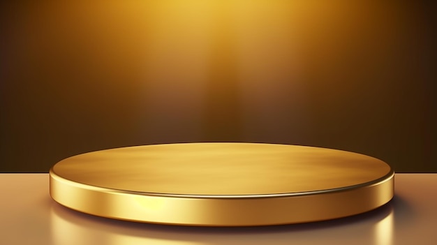 A round table with a gold rim and a gold band.