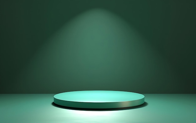 a round table with a green light on it