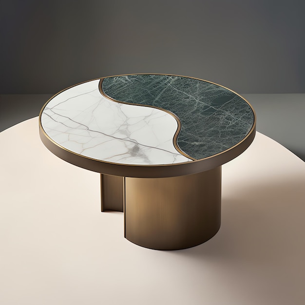 a round table with a marble top