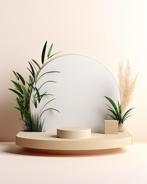 A round table with plants and a round white sign that says " plant ".