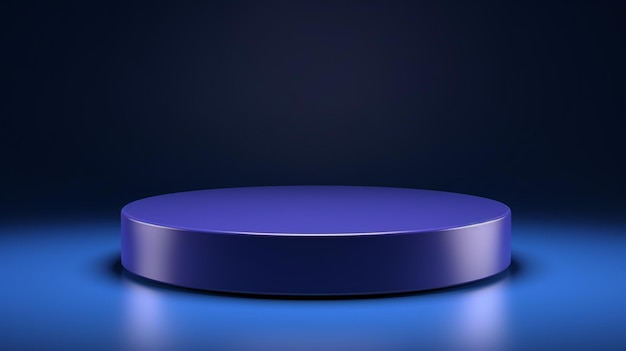 Круглый стол с фиолетовым основанием и синим основанием.