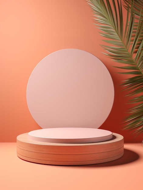 a round table with a round base and a round base with a palm tree on the right.