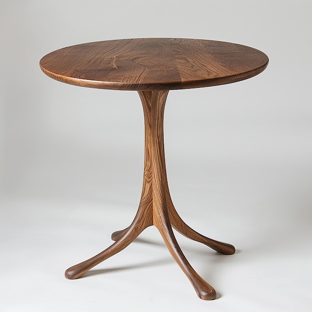 Photo a round table with a wooden top and a round top