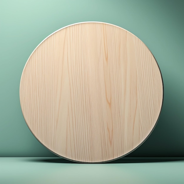 Photo round top wood plate in the style of photorealistic compositions light gray