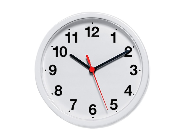 Round wall clock on white background