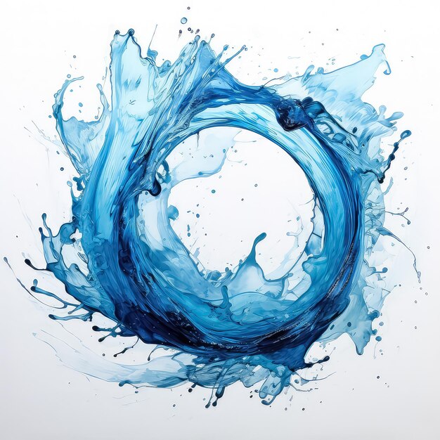 Photo round water splash in circle swirl on white background