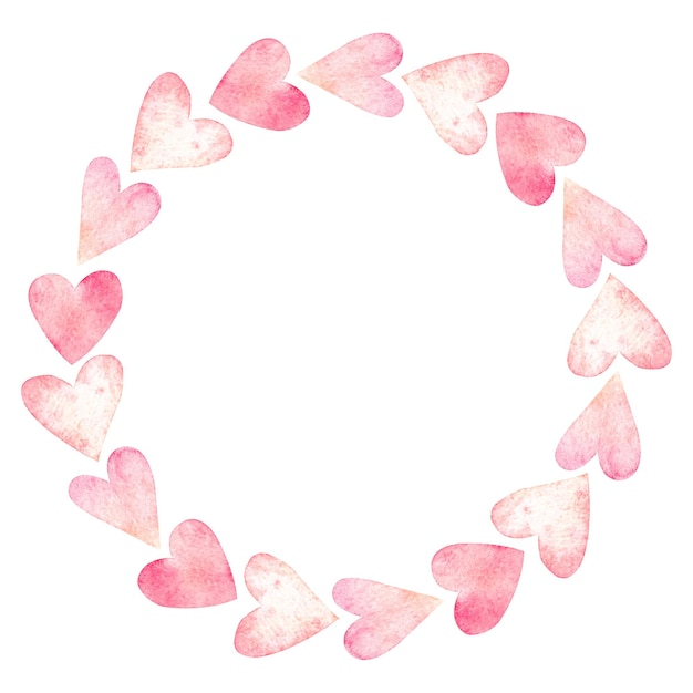 Круглая акварельная рамка с сердцами Рамка для написания текста дизайн открыток покрывает логотипы свадебная печать Темы праздники любовь расслабление
