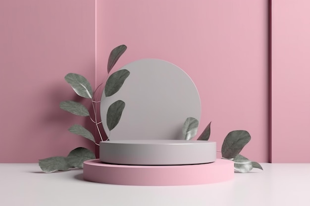 A round white box with a pink background and a silver round white object.