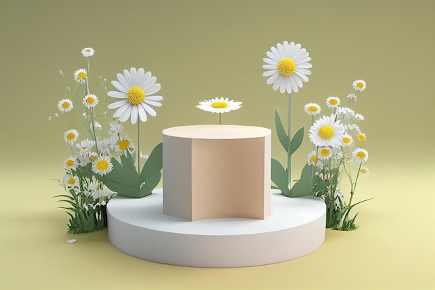 A round white object with daisies and a small white circle on it.