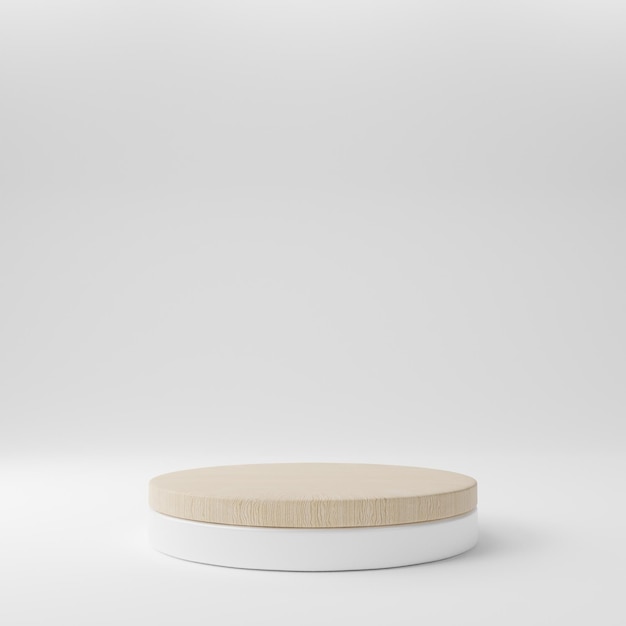 A round white object with a wooden circle on it.
