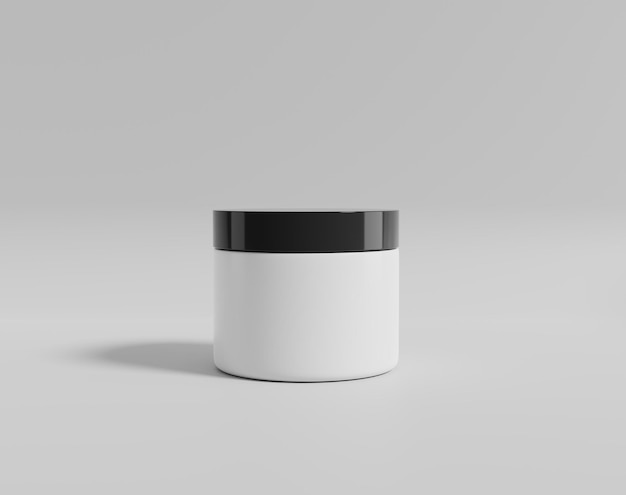 A round white plastic cream bottle, 3d rendering, 3d illustration