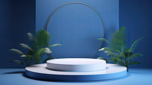 a round white platform with a circular design on the bottom.