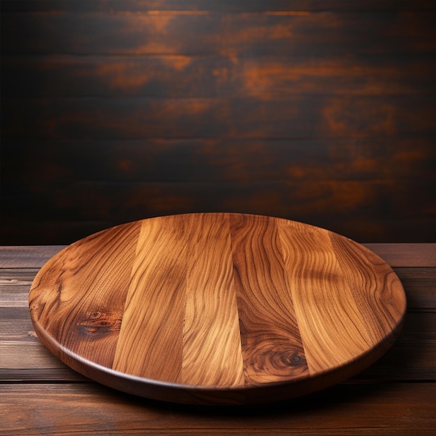 テーブルの上の丸い木製の皿