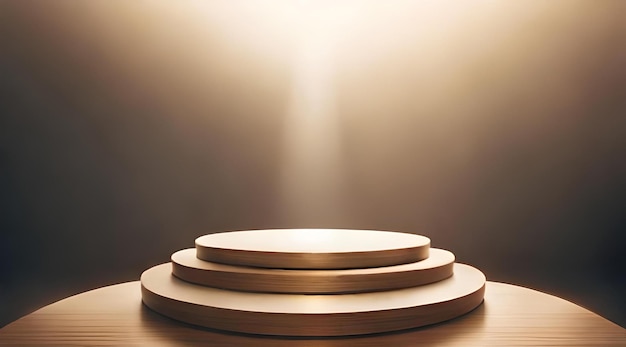 round wooden podium AI generated