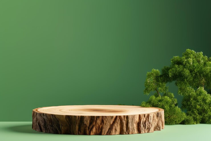 a round wooden stump with a tree stump on the bottom.