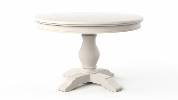 Photo round wooden table painted white dining table isolated on a white background generative ai