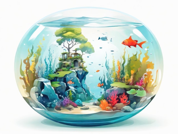 Photo rounded aquarium