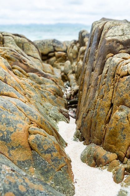 Route stone on sand