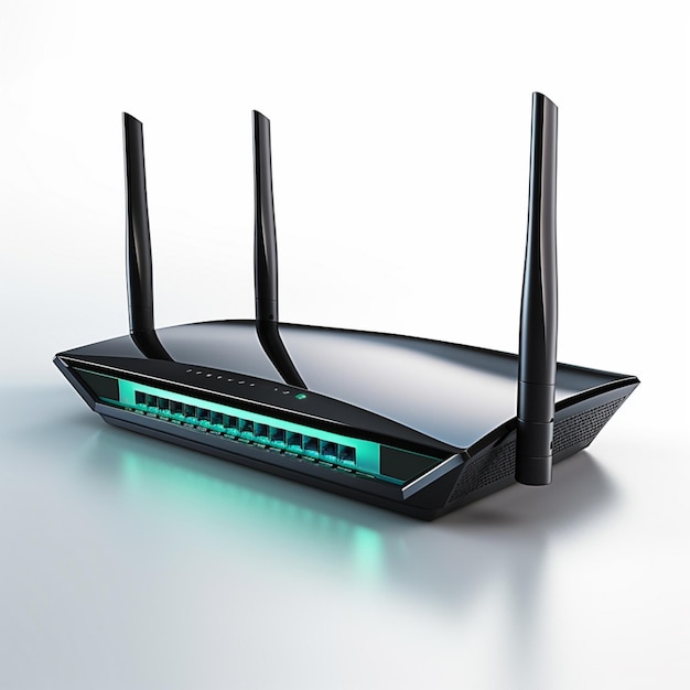 Router on a white background in the style of dark green
