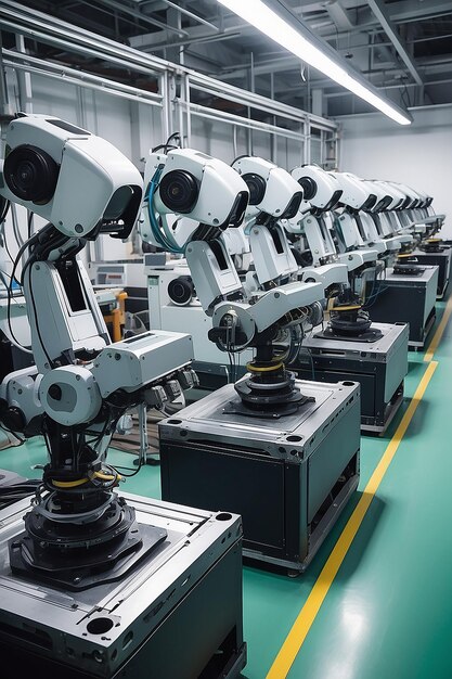 Row of Advanced Robotic Technology in Production