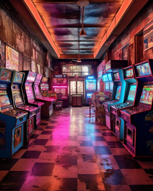 Premium AI Image a row of arcade games with the word game on the front